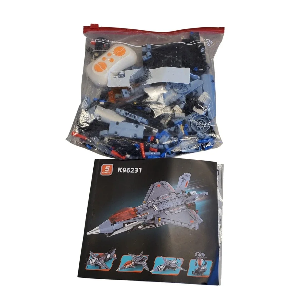 K96231 5-in-1 Remote Control Fighter Jet & Robot Building Block Set Su-75 Su-47